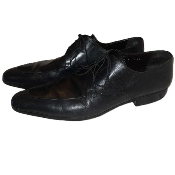 Santoni Split Toe Derby Dress Shoes Men’s 12 D Black Leather Made in Italy 39741 main image 4
